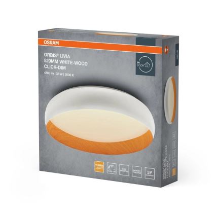 Osram - stmievateľné LED stropné svietidlo ORBIS LIVIA LED/36W/230V pr. 52 cm biela/hnedá