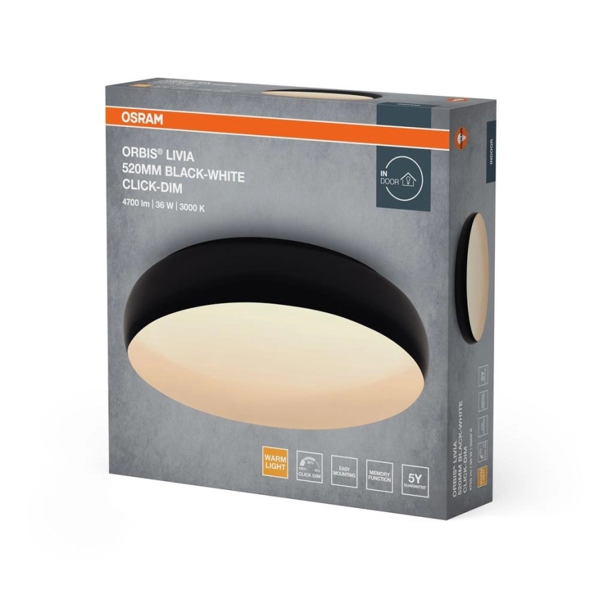 Osram - Stmievateľné LED stropné svietidlo ORBIS LIVIA LED/36W/230V pr. 52 cm čierna/biela