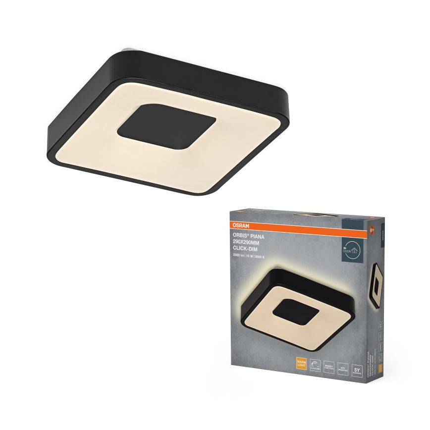 Osram - LED stmievateľné stropné svietidlo ORBIS PIANA LED/16W/230V 29x29 cm čierna