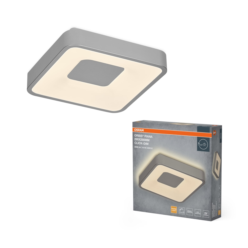 Osram - Stmievateľné LED stropné svietidlo ORBIS PIANA LED/16W/230V 29x29 cm strieborné