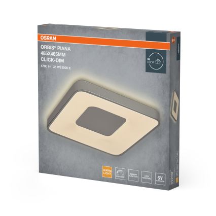 Osram - LED Stmievateľné stropné svietidlo ORBIS PIANA LED/36W/230V 48,5x48,5 cm strieborná