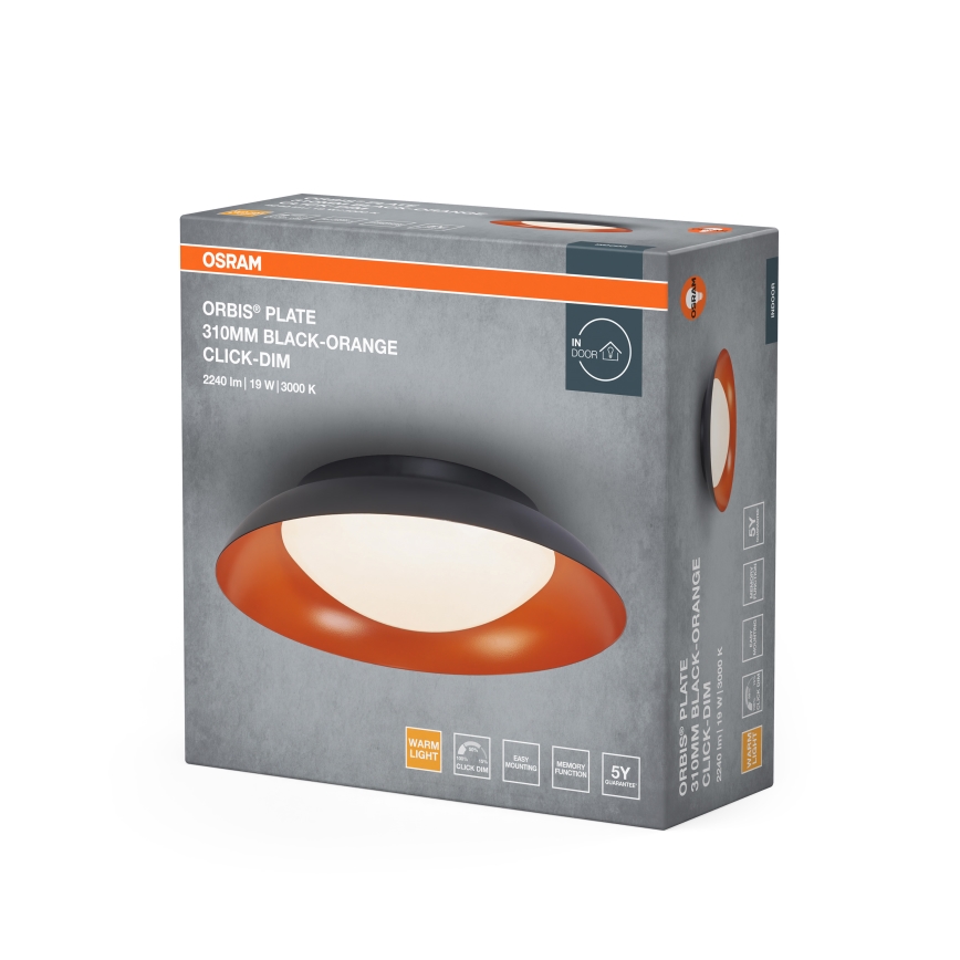 Osram - LED Stmievateľné stropné svietidlo ORBIS PLATE LED/19W/230V pr. 31 cm oranžová/čierna