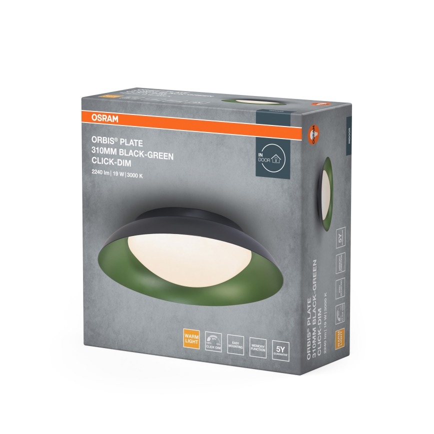Osram - LED Stmievateľné stropné svietidlo ORBIS PLATE LED/19W/230V priemer 31 cm zelená/čierna