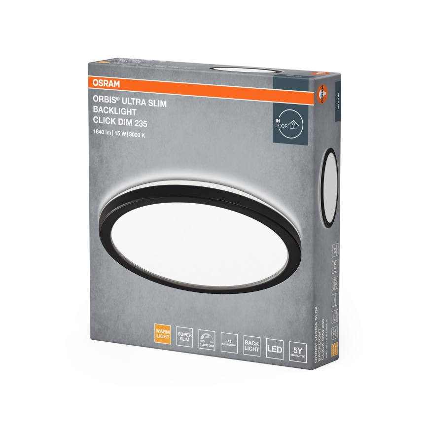 Osram - stlmiteľné LED stropné svietidlo ORBIS ULTRA SLIM LED/15W/230V 3000K pr. 23,5 cm čierne