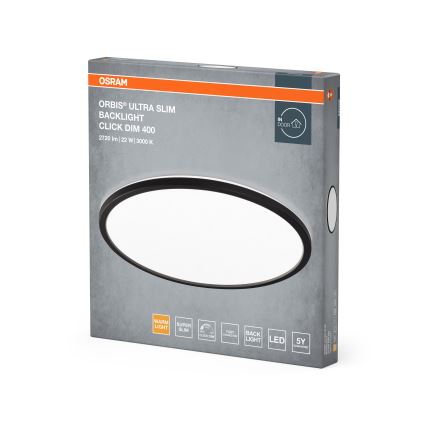Osram - LED stmievateľné stropné svietidlo ORBIS ULTRA SLIM LED/22W/230V 3000K priemer 40 cm čierne