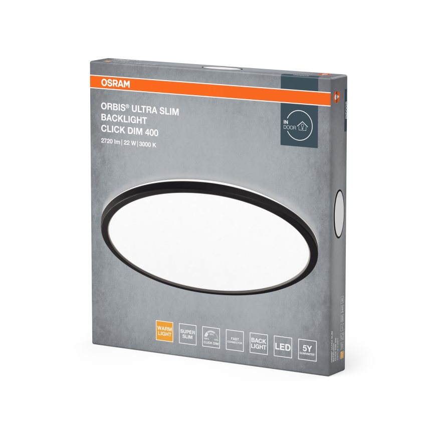 Osram - LED stmievateľné stropné svietidlo ORBIS ULTRA SLIM LED/22W/230V 3000K priemer 40 cm čierne