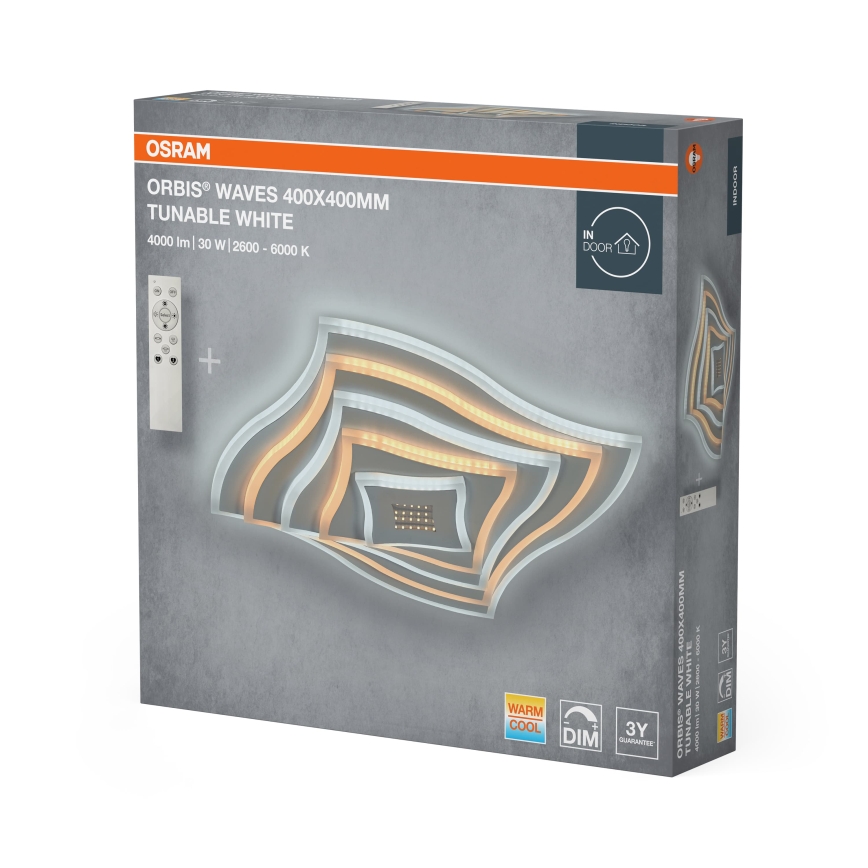 Osram - LED Stmievateľné stropné svietidlo ORBIS WAVES LED/30W/230V 2600-6000K 40x40 cm biela + diaľkové ovládanie