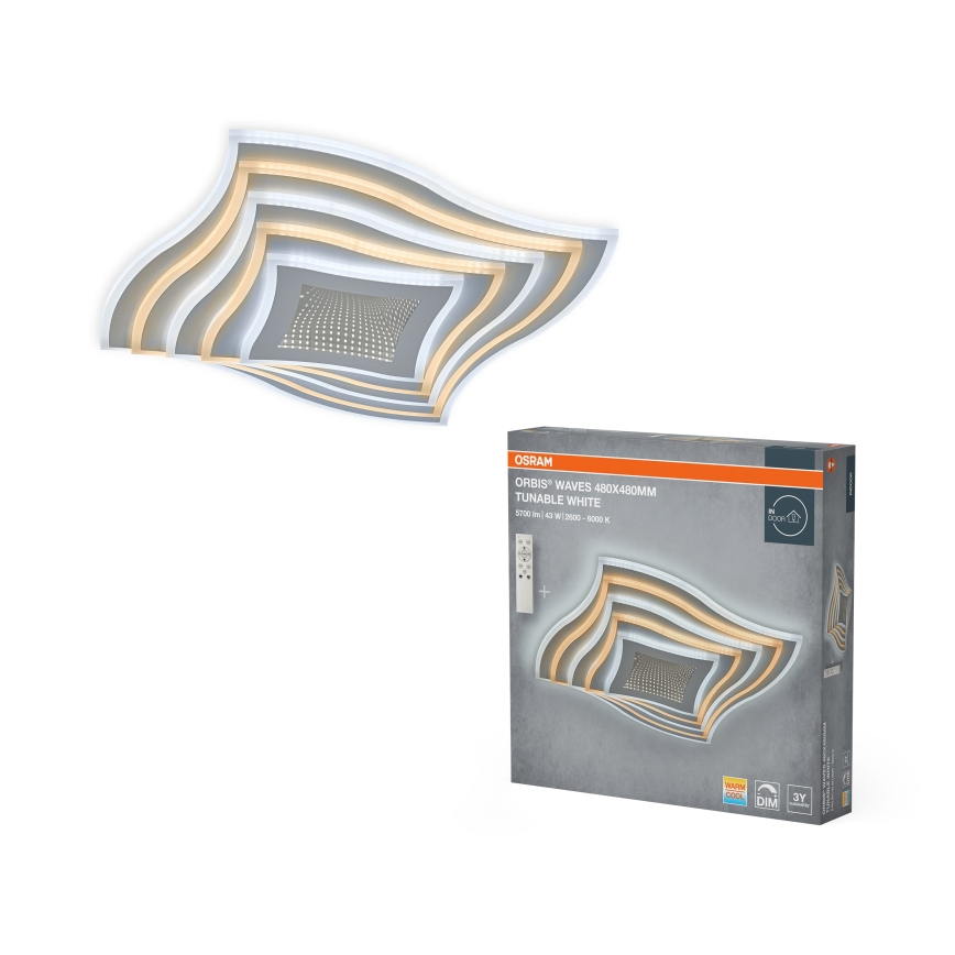 Osram - LED stmievateľné stropné svietidlo ORBIS WAVES LED/43W/230V 2600-6000K 48x48 cm biela + diaľkové ovládanie