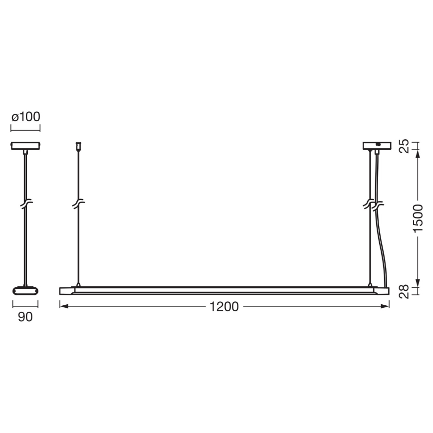 Osram - LED stmievateľný luster na lanku OFFICE LINE LED/40W/230V 4000K 120 cm biela