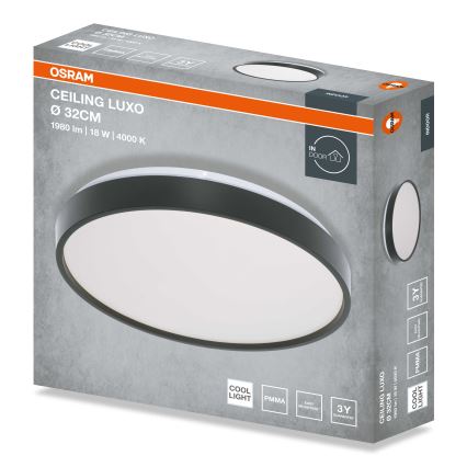 Osram - LED stropné svietidlo CEILING LUXO LED/18W/230V pr. 32 cm čierne