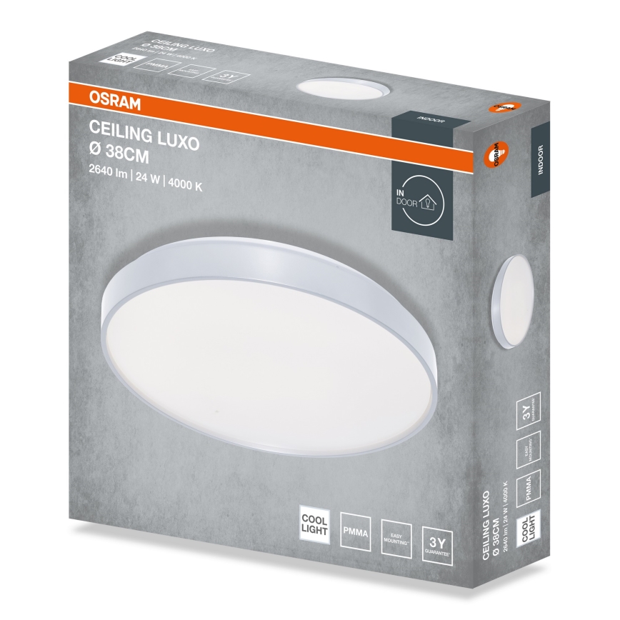 Osram - LED stropné svietidlo CEILING LUXO LED/24W/230V pr. 38 cm strieborné