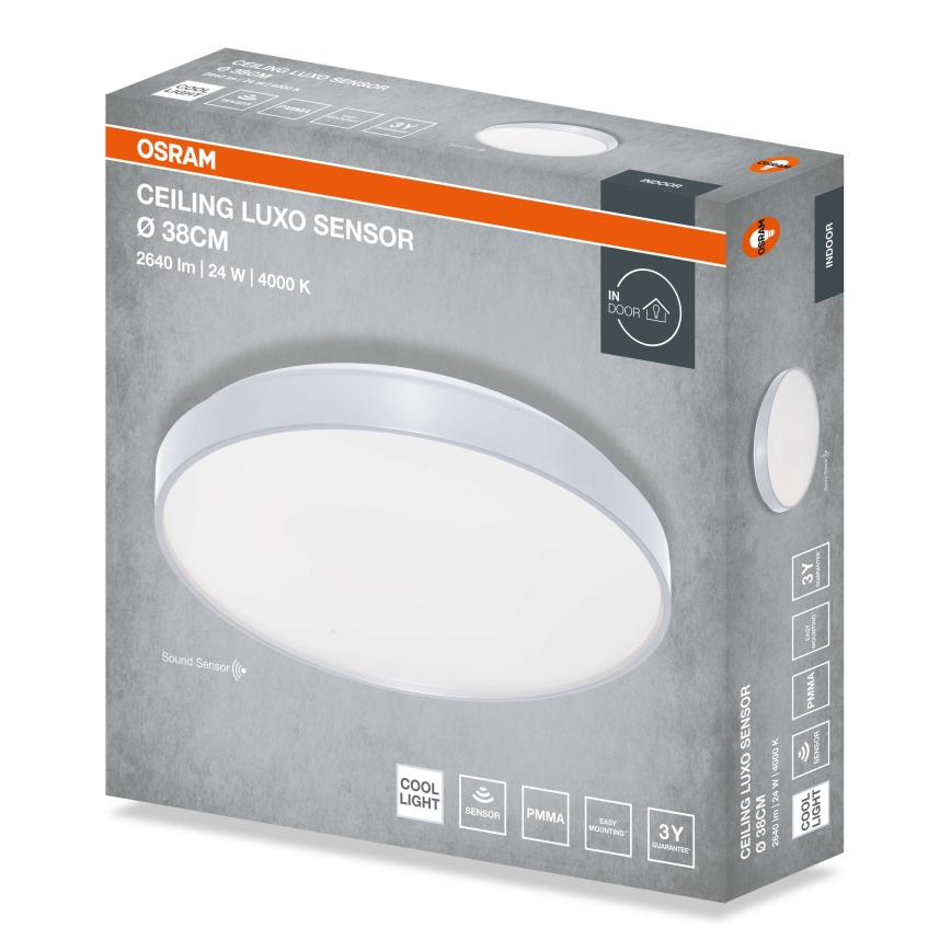 Osram - LED stropné svietidlo so súmrakovým senzorom CEILING LUXO LED/24W/230V priemer 38 cm strieborné