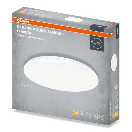 Osram - LED stropné svietidlo so súmrakovým senzorom CEILING ROUND LED/36W/230V 3000K priemer 48 cm biela