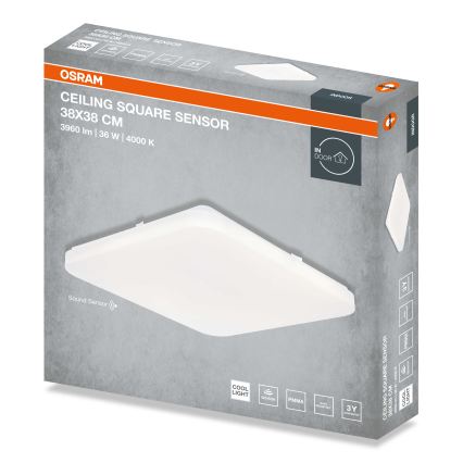 Osram - LED stropné svietidlo so súmrakovým senzorom CEILING SQUARE LED/36W/230V 4000K 38x38 cm biela