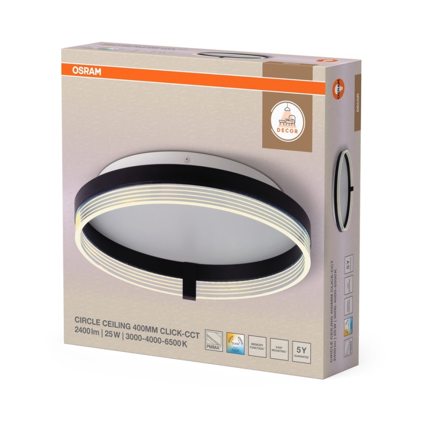 Osram - LED stropné svietidlo DECOR CIRCLE, 25 W, 230 V, voľba teploty svetla 3000/4000/6500 K, priemer 40 cm, čierna/biela
