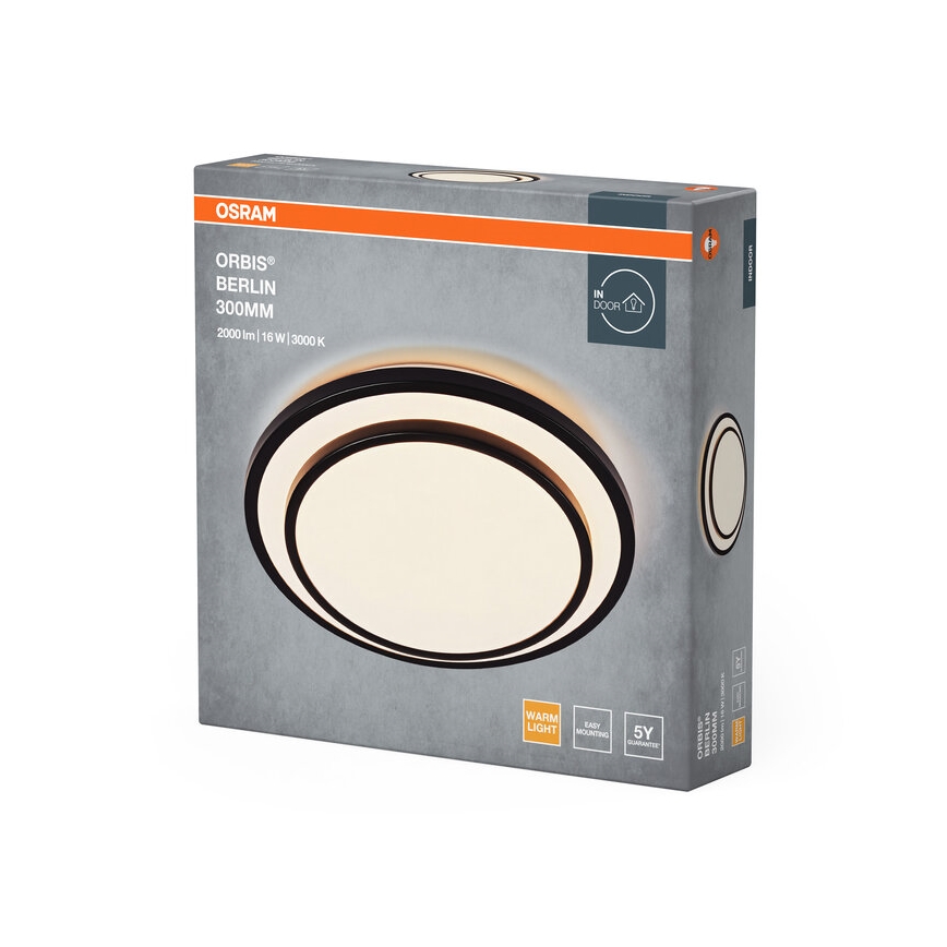 Osram - LED stropné svietidlo ORBIS BERLIN LED/16W/230V pr. 29,3 cm čierna
