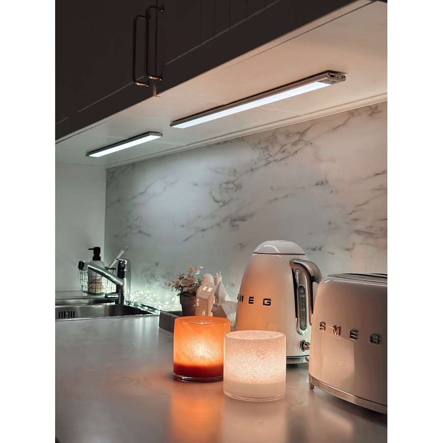 Osram - LED svietidlo pod kuchynskú linku s pohybovým a súmrakovým senzorom LINEAR LED/3,2W/3,7V 500 mAh 3000/4000/6500K 40 cm sivé