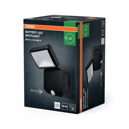 Osram - LED vonkajší nástenný reflektor so senzorom BATTERY LED/4W/4xD IP54