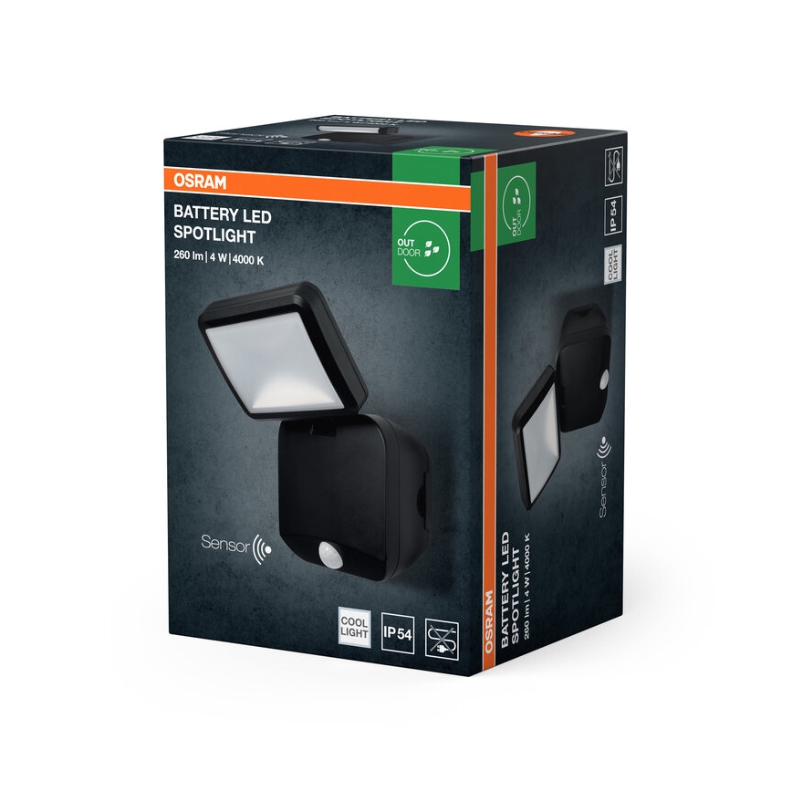 Osram - LED vonkajší nástenný reflektor so senzorom BATTERY LED/4W/4xD IP54