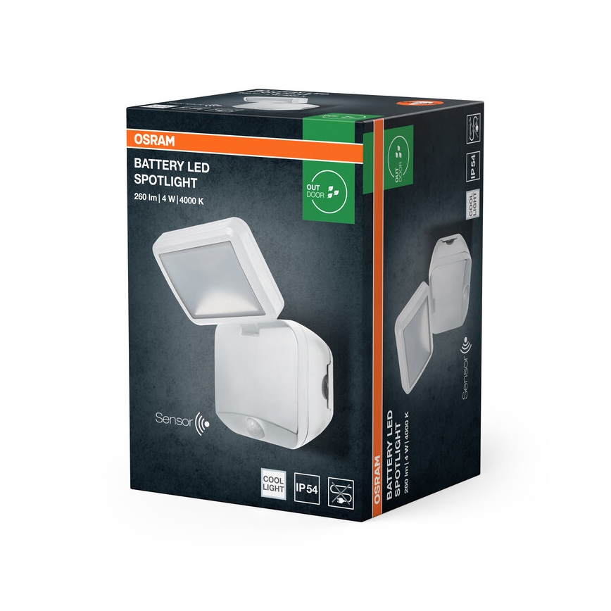 Osram - LED vonkajší nástenný reflektor so senzorom BATTERY LED/4W/4xD IP54