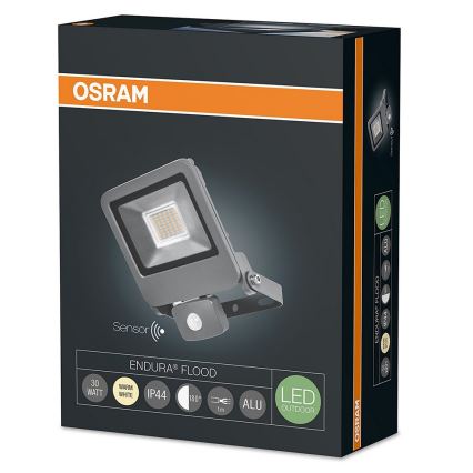 Osram - LED Vonkajší reflektor so senzorom ENDURA 1xLED/30W/230V IP44