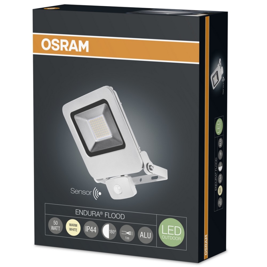 Osram - LED Vonkajší reflektor so senzorom ENDURA LED/50W/240V IP44 bílý