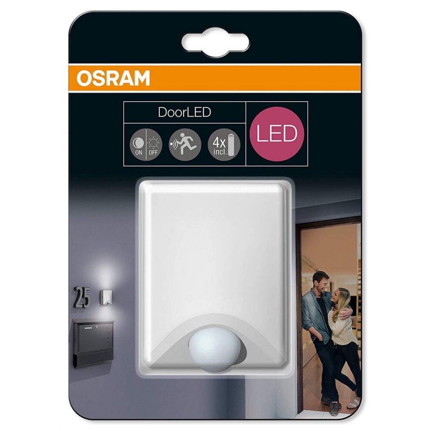 Osram - LED Vonkajšie nástenné svietidlo so senzorom DOORLED LED/0,8/4xAA IP54
