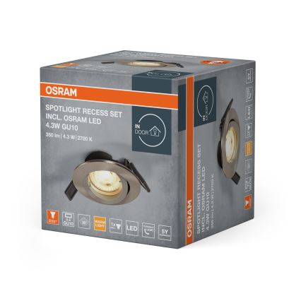 Osram - LED zapustené bodové svietidlo SPOT 1xGU10/4,3W/230V 2700K CRI 90 matný chróm