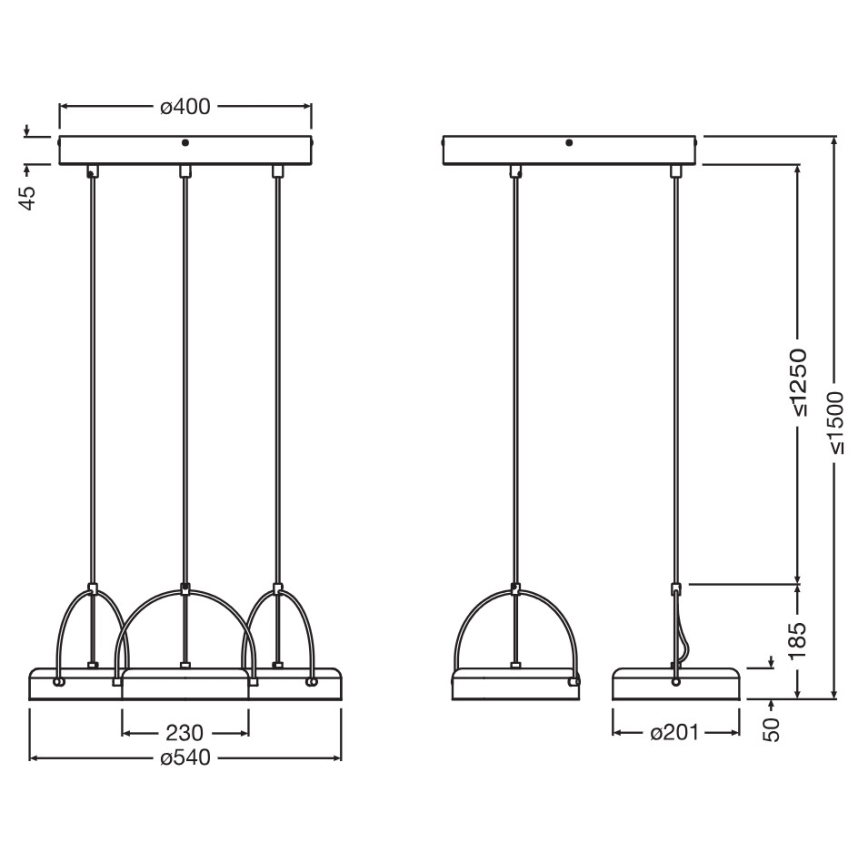 Osram - LED závesné svietidlo na lankách DECOR PUCK 3xLED/12W/230V CRI 90 čierne