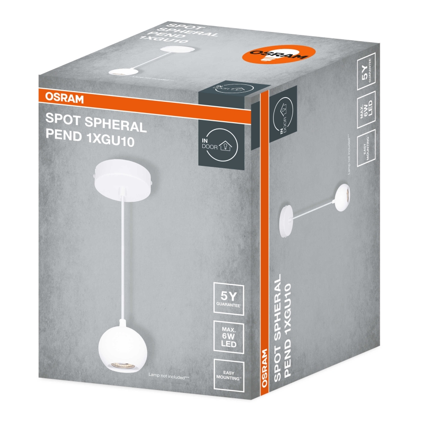 Osram - Luster na lankách SPOT SPHERAL 1xGU10/6W/230V biela