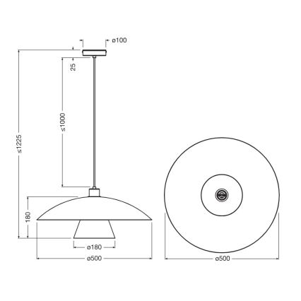 Osram - Luster na lanku DECOR FLYING MUSHROOM 1xE27/25W/230V Ø 50 cm čierna