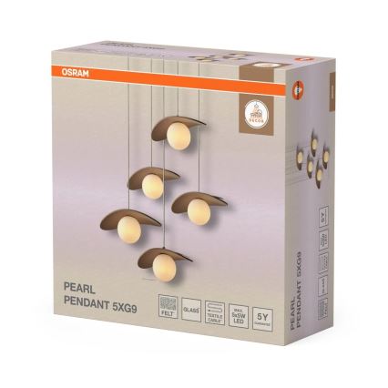 Osram - Luster na lanku DECOR PEARL 5xG9/5W/230V béžová