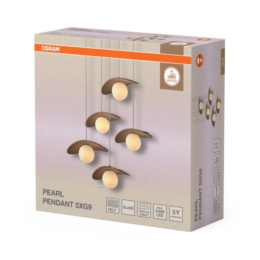 Osram - Luster na lanku DECOR PEARL 5xG9/5W/230V béžová
