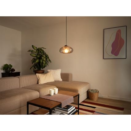 Osram - Luster na lanku DECOR SMOKE 1xE27/12W/230V Ø 28 cm čierna/dymovo sivá