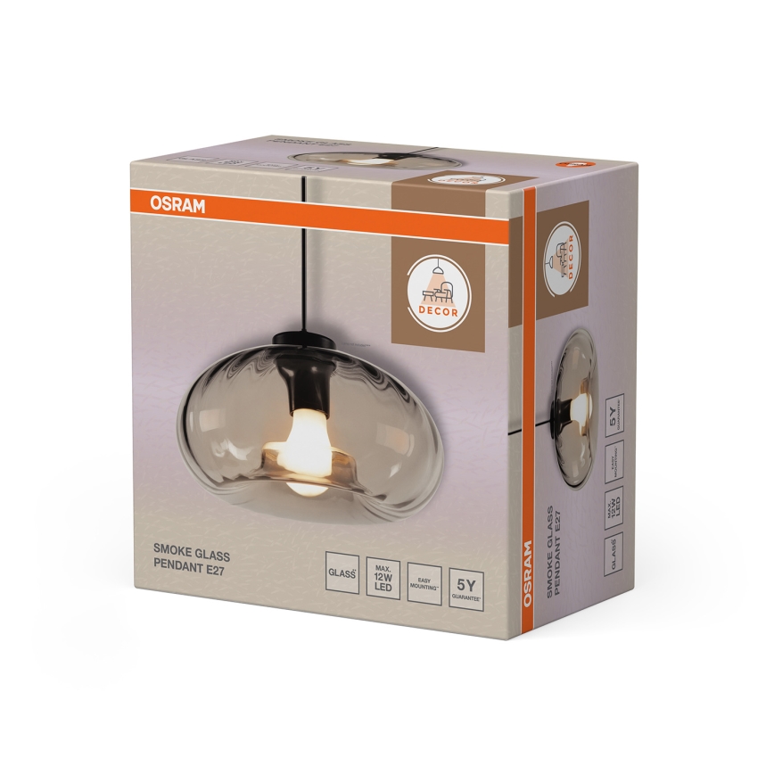 Osram - Luster na lanku DECOR SMOKE 1xE27/12W/230V Ø 28 cm čierna/dymovo sivá