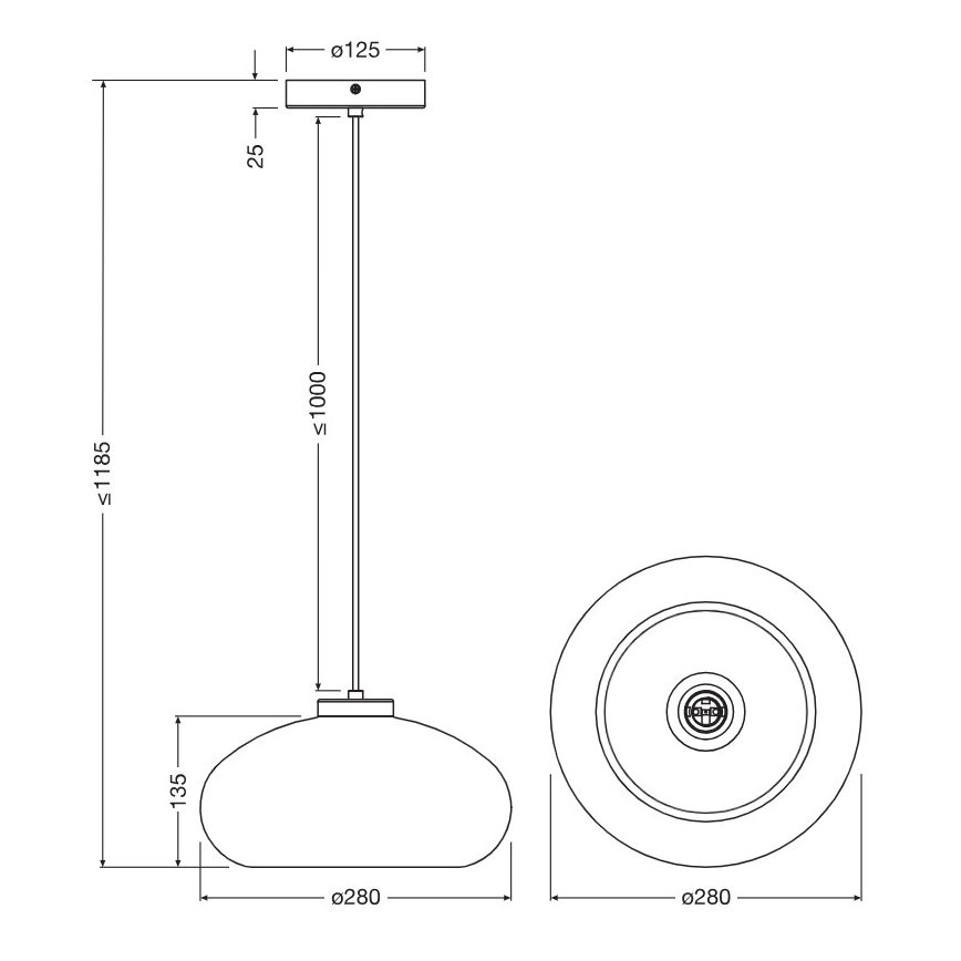 Osram - Luster na lanku DECOR SMOKE 1xE27/12W/230V Ø 28 cm čierna/dymovo sivá