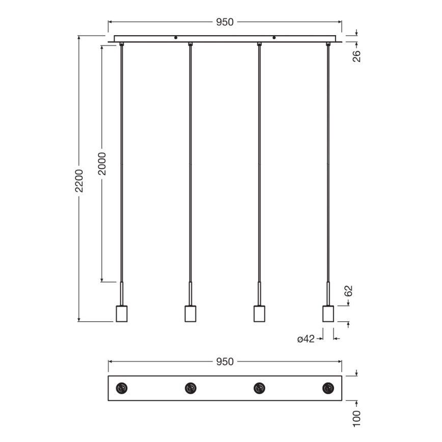 Osram - Napájací kábel NEEDLE PENDANT 4xE27/25W/230V antracit