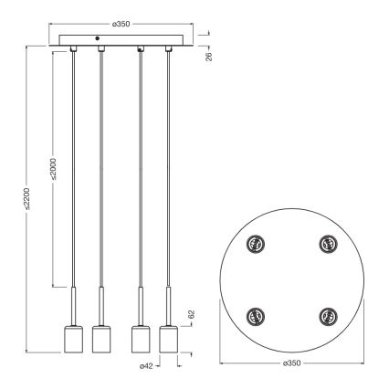 Osram - Napájací kábel NEEDLE PENDANT 4xE27/25W/230V béžový