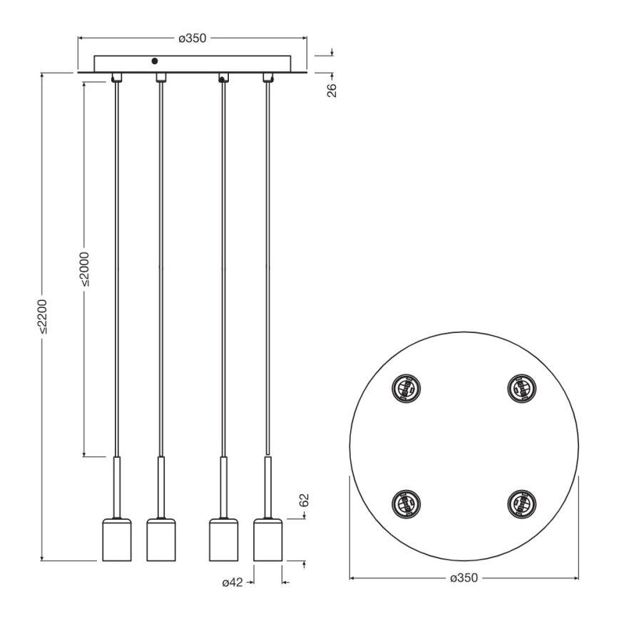 Osram - Napájací kábel NEEDLE PENDANT 4xE27/25W/230V béžový