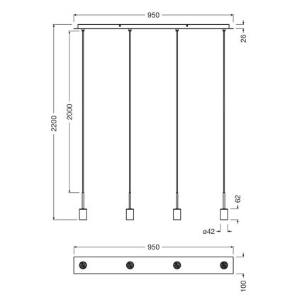 Osram - Napájací kábel NEEDLE PENDANT 4xE27/25W/230V béžový