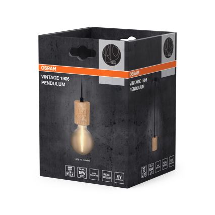 Osram - Napájací kábel PENDULUM CYLINDER 1xE27/15W/230V drevo