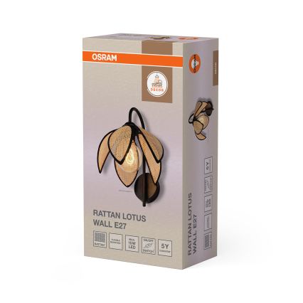 Osram - Nástenné svietidlo DECOR RATTAN 1xE27/15W/230V béžová/čierna