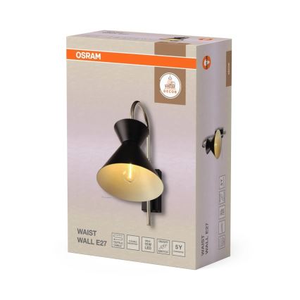 Osram - Nástenné svietidlo DECOR WAIST 1xE27/40W/230V čierne