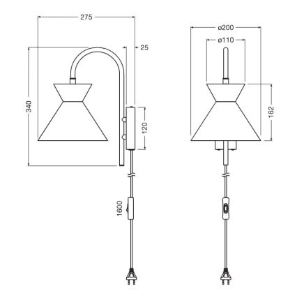 Osram - Nástenné svietidlo DECOR WAIST 1xE27/40W/230V čierne