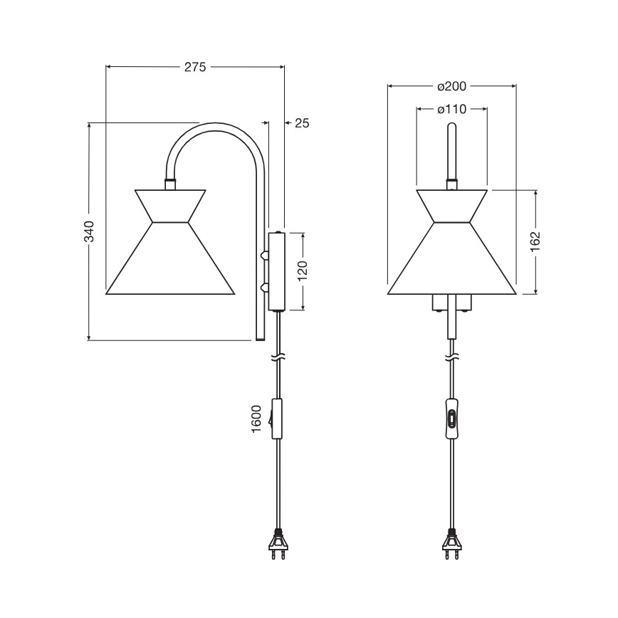 Osram - Nástenné svietidlo DECOR WAIST 1xE27/40W/230V čierne