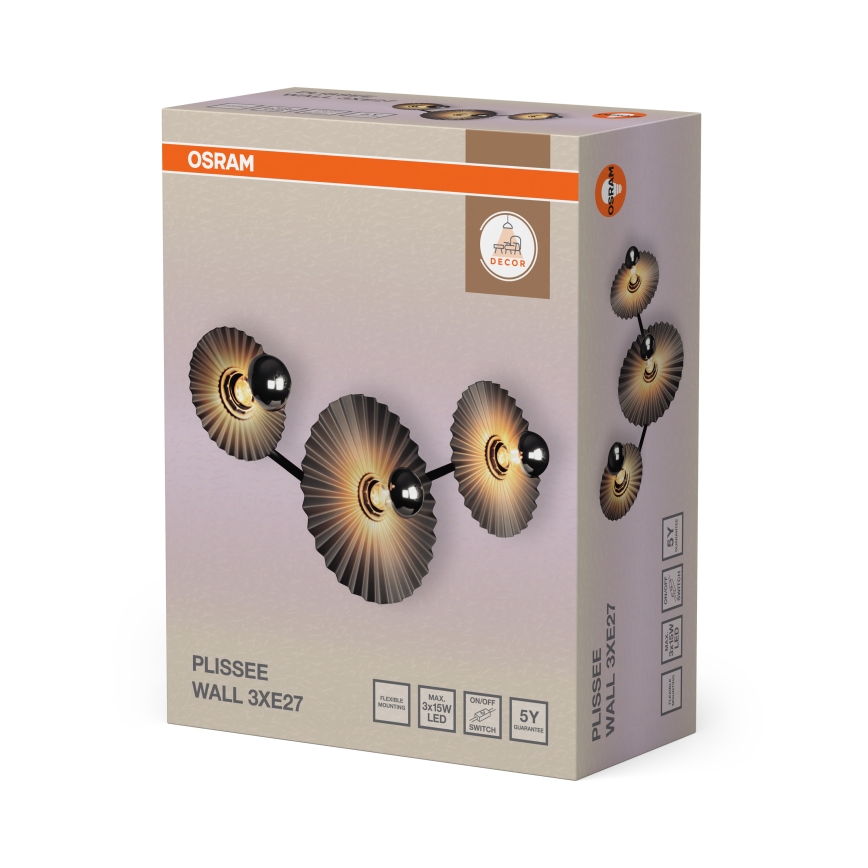 Osram - Nástenné svietidlo PLISSEE 3xE27/15W/230V antracit