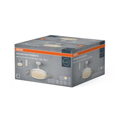 Osram - LED stmievateľné stropné svietidlo s ventilátorom PONIENTE LED/36W/230V 3000/4000/6500K + diaľkové ovládanie