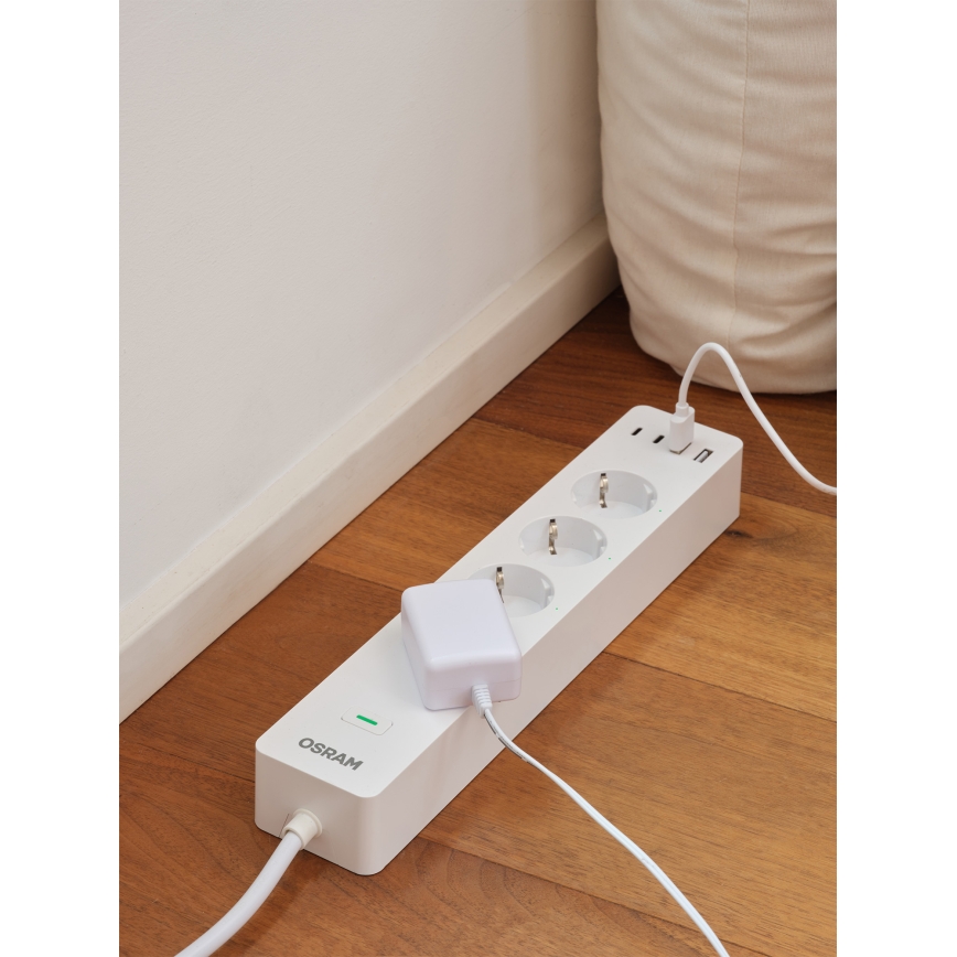 Osram - Predlžovací kábel SMART+ 4Z typ F + 2xUSB-A + 2xUSB-C Wi-Fi