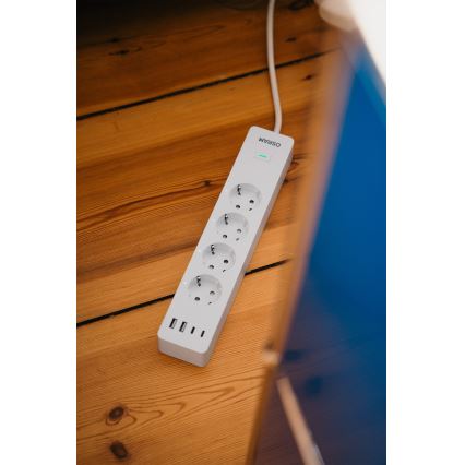 Osram - Predlžovací kábel SMART+ 4Z typ F + 2xUSB-A + 2xUSB-C Wi-Fi
