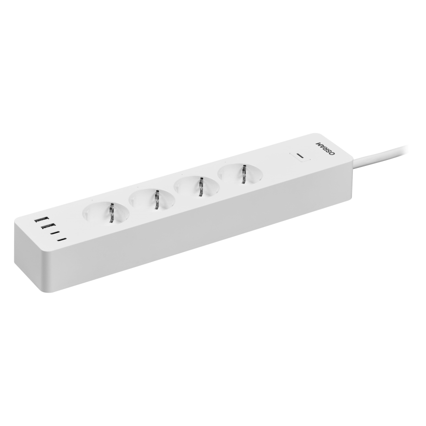 Osram - Predlžovací kábel SMART+ 4Z typ F + 2xUSB-A + 2xUSB-C Wi-Fi